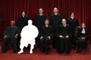 Justices of the U.S. Supreme Court pose for formal group photo in the East Conference Room in Washington