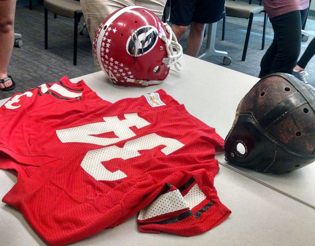 Herschel Walker's breakaway jersey and helmet.