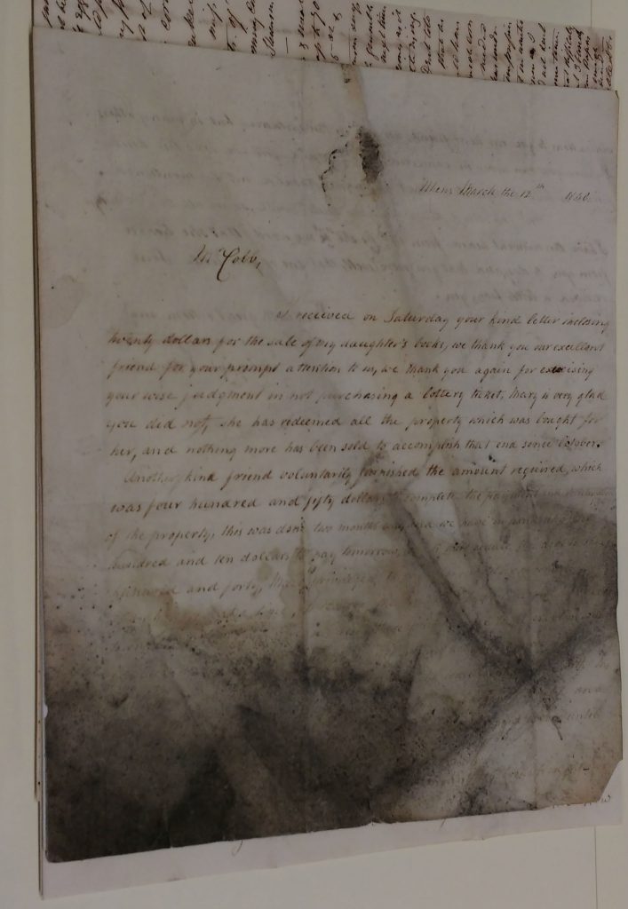 Civil war letter damaged by water