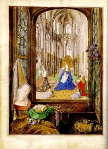 An Illustration of Affective Prayer: Madonna mit Kind in einer Kirche, owner portrait from the Hours of Mary of Burgundy, Wien, Österreichische Nationalbibliothek, cod. 1857