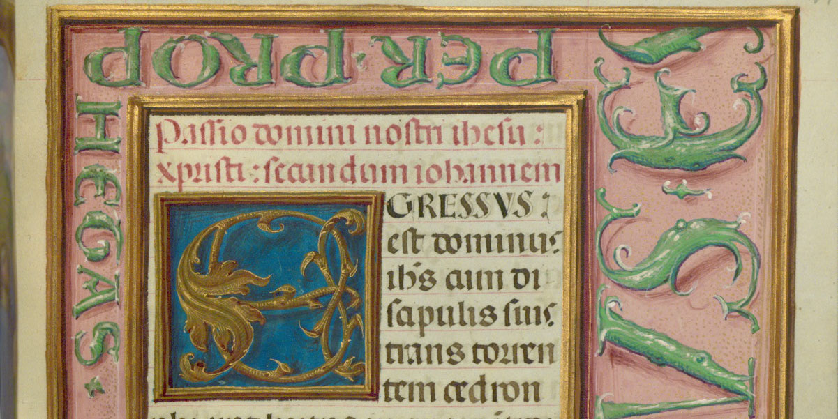 manuscript page, text with decorated border