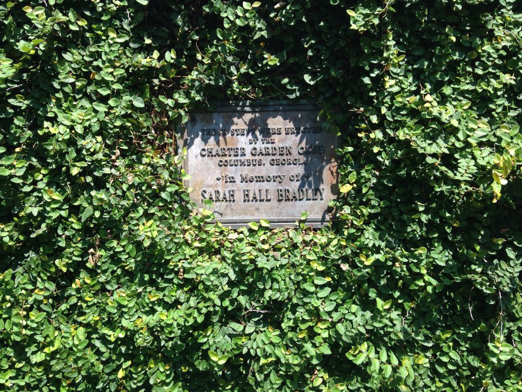 Sarah Hall Bradley Memorial Steps, erected by the Charter Garden Club of Columbus, Georgia.
